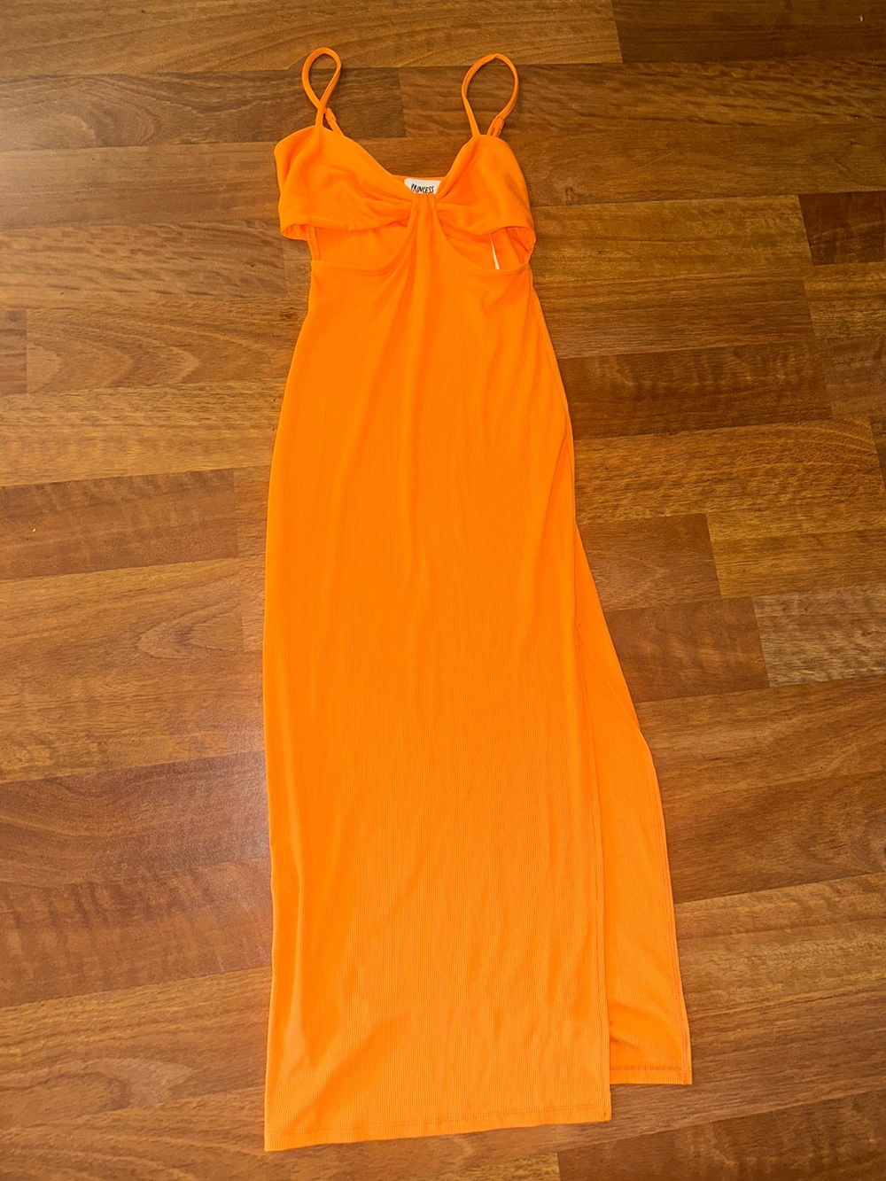 Princess Polly Neon Orange Spaghetti Strap Maxi Dress